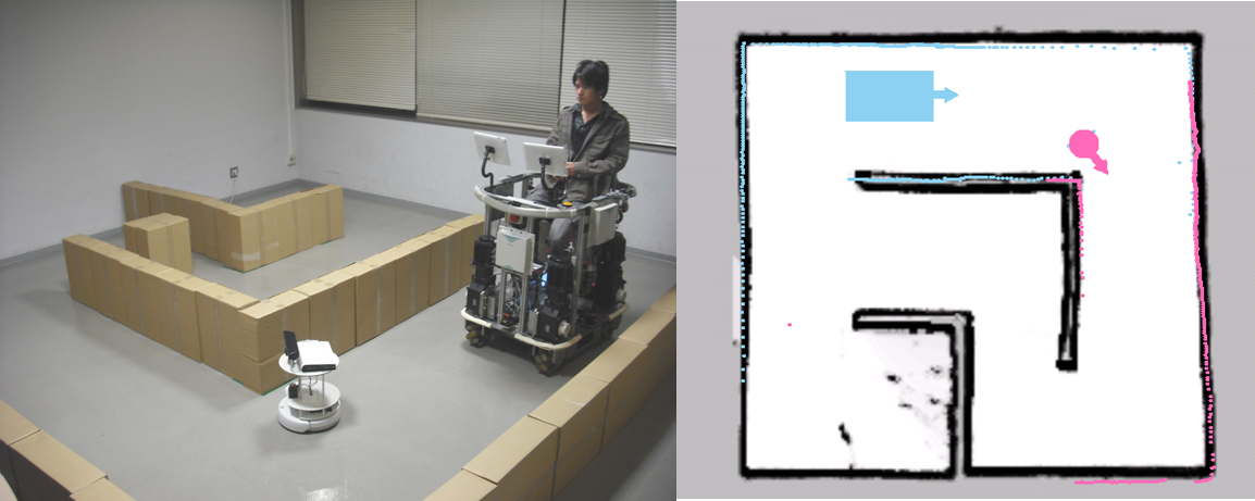 注意区間で停止するSUVとその時のATのコンソール画面